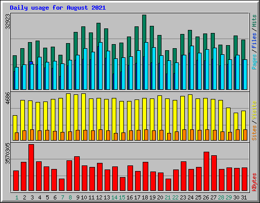 Daily usage for August 2021