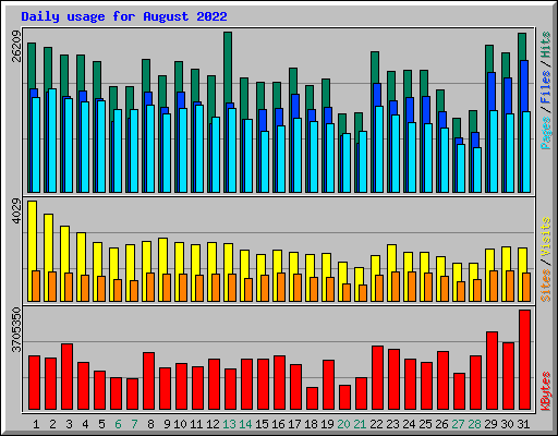 Daily usage for August 2022
