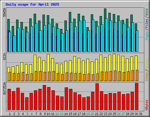 Daily usage for April 2025